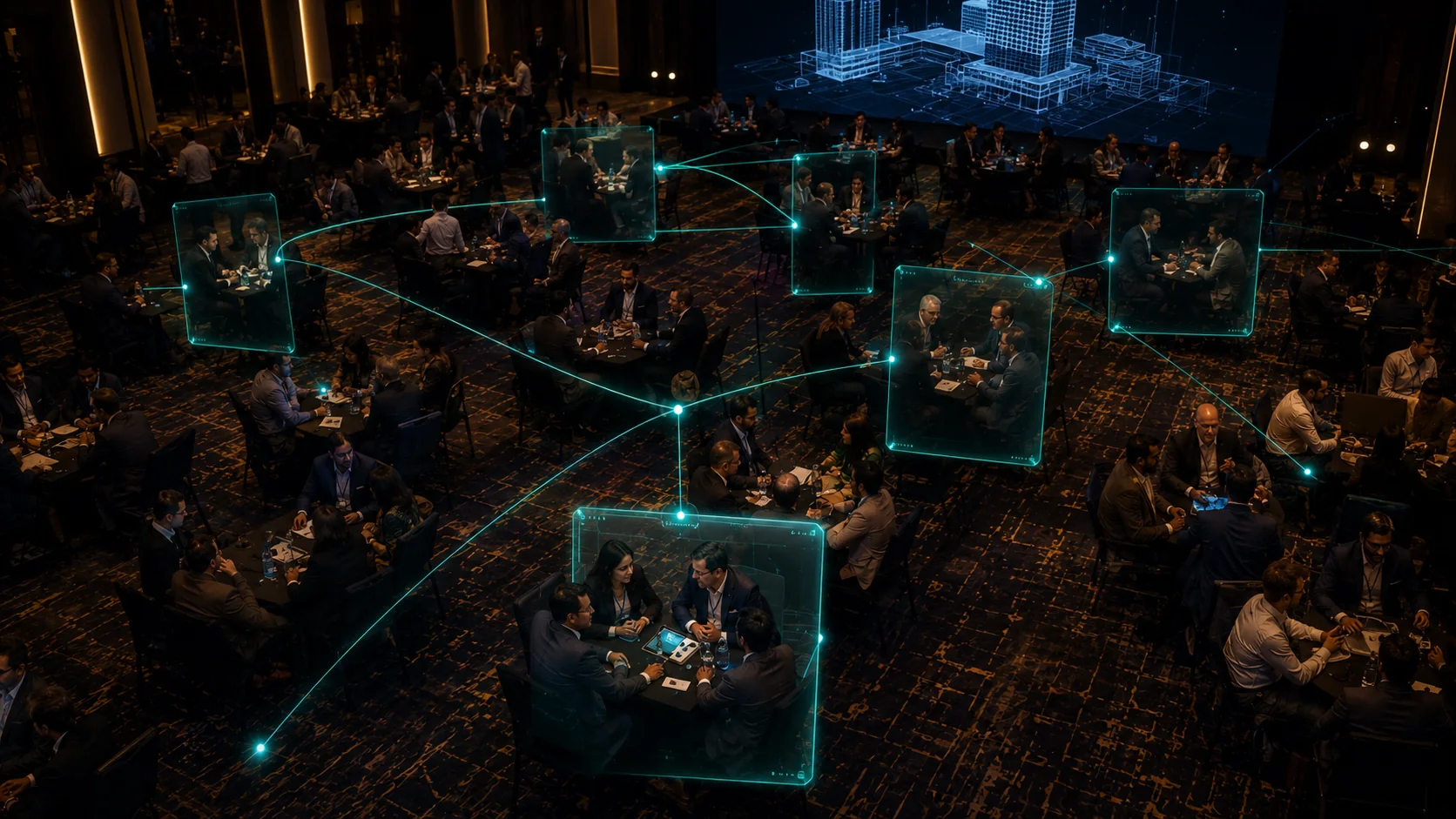 Multiple curated one-to-one meetings connected through a structured marketplace network